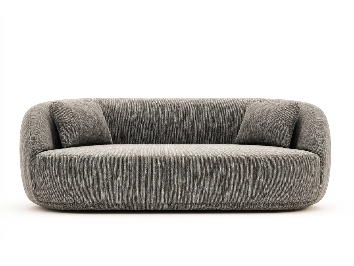 Zweisitzer Stoffsofa Taupe mit organischer Form für Wohnzimmer - weiches Lounge-Design - 186 x 96 x 74 cm-Rirayliving