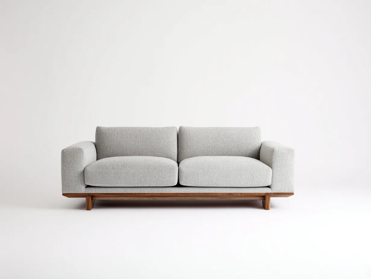 Zweisitzer Stoffsofa in Hellgrau mit Holzrahmen 172 x 90 x 80 cm - für das Wohnzimmer im zeitlosen Stil-Rirayliving