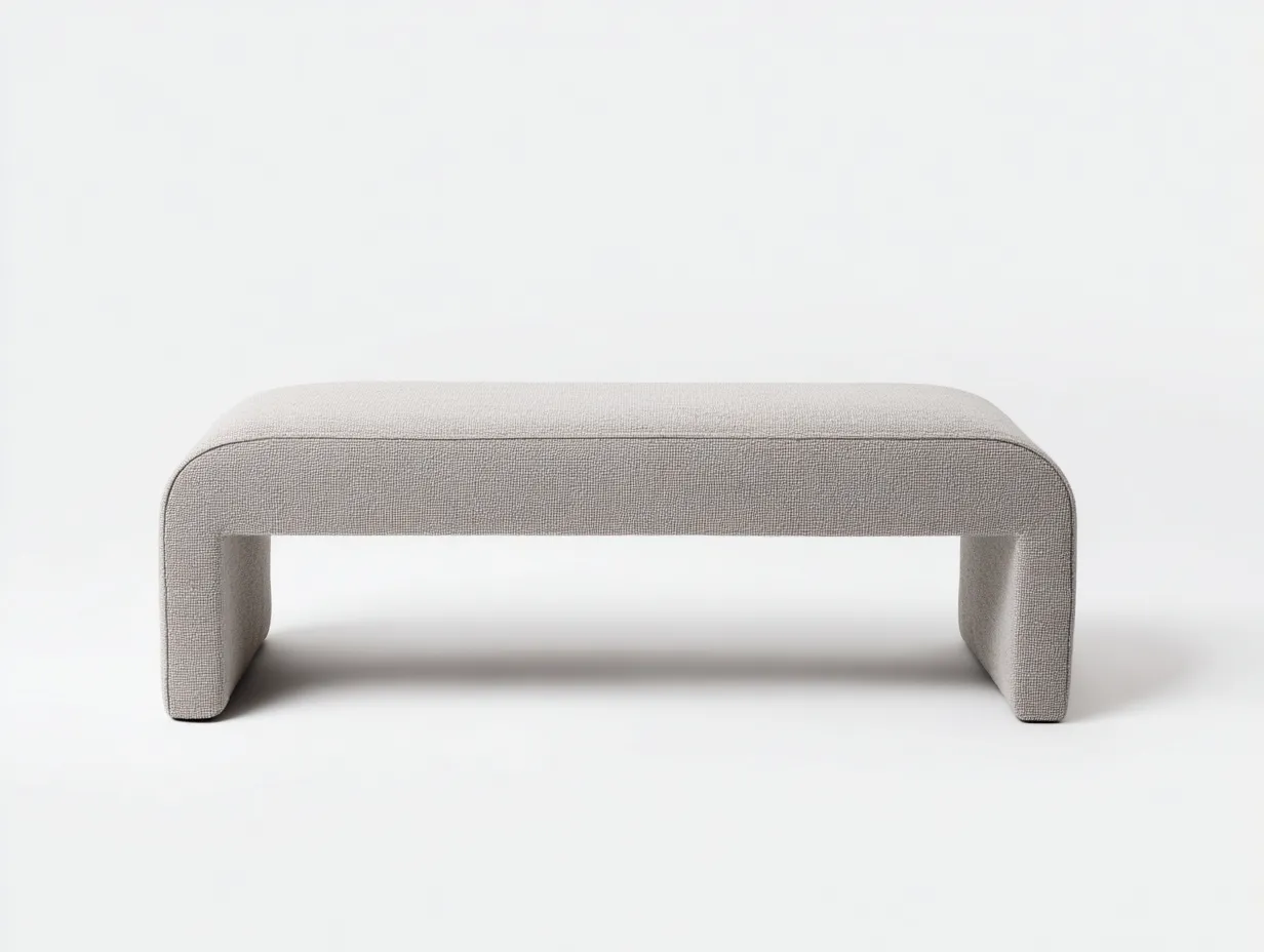 Bank 170x46x45 cm - grauer Webstoff mit gerundeten Wangen - moderne Bettbank-Rirayliving