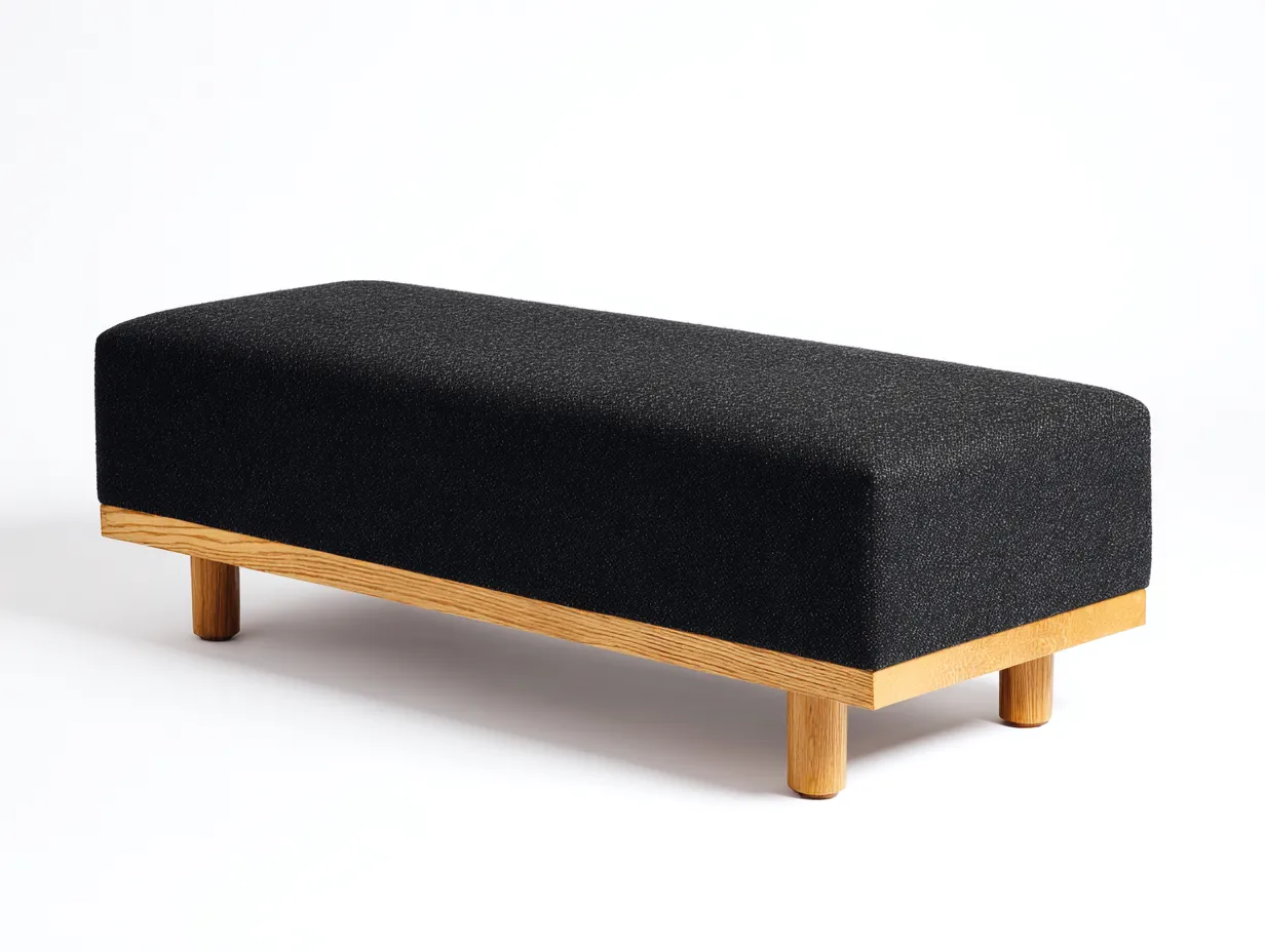 Bank 160x50x44 cm - schwarzer Strukturstoff mit Holzrahmen - niedrige Schlafzimmerbank-Rirayliving