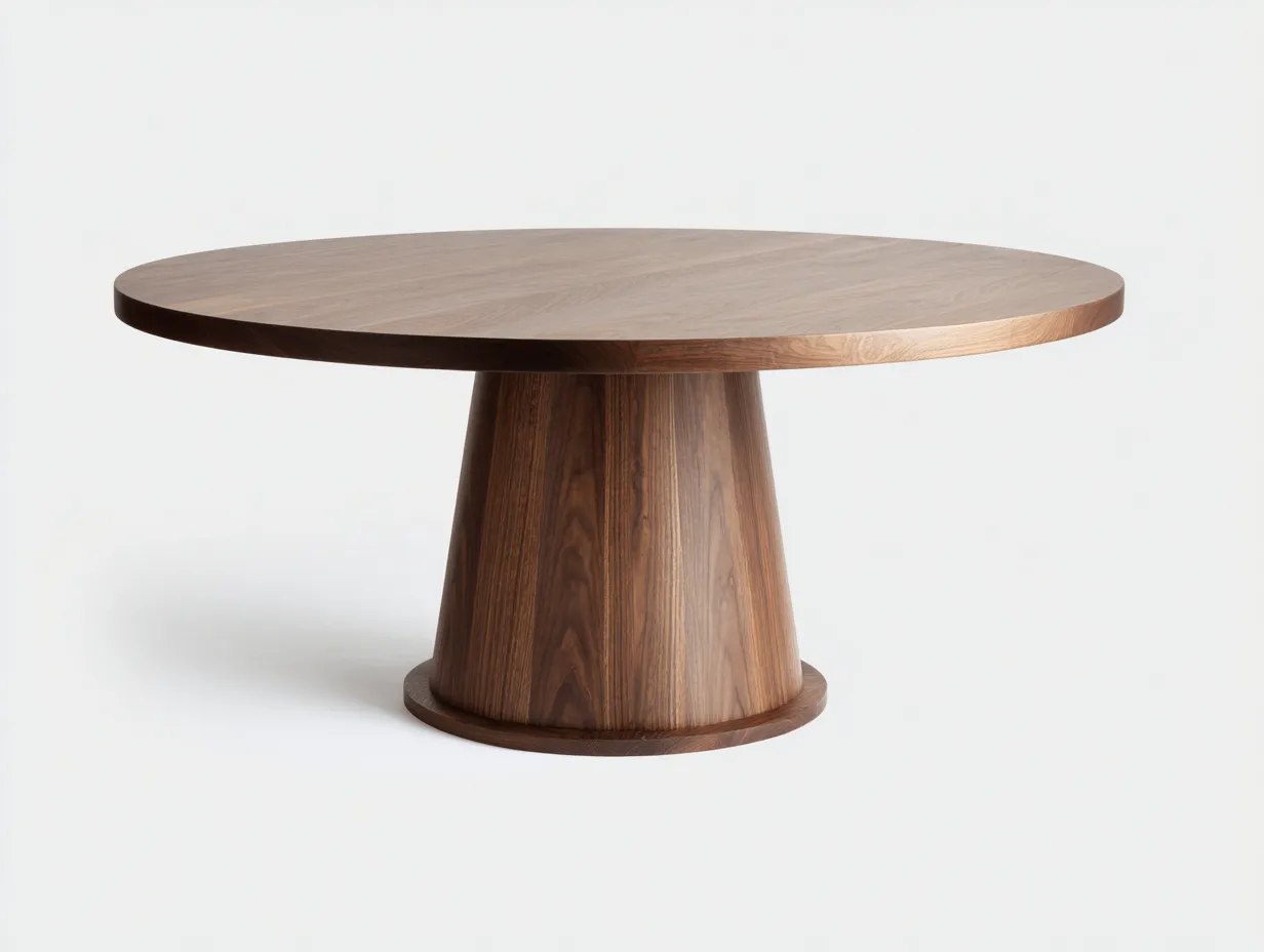Esstisch 120x120x75 cm - Walnussholz dunkelbraun - rund - moderner Säulenfuß für das Esszimmer-Rirayliving