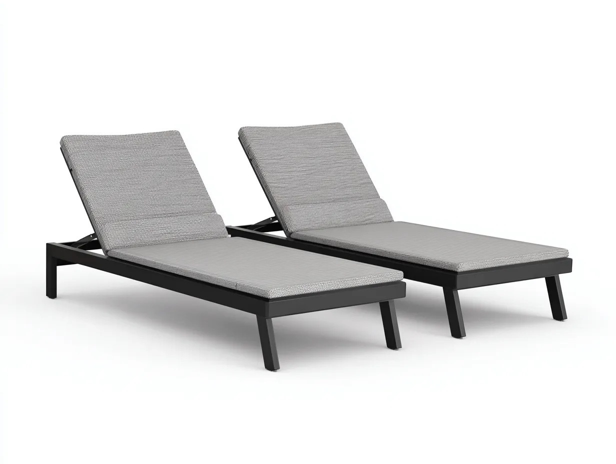 Liegestuhl 2er Set 200x70x84 cm - Grau Schwarz - Outdoor Liege ohne Armlehnen-Tazospace