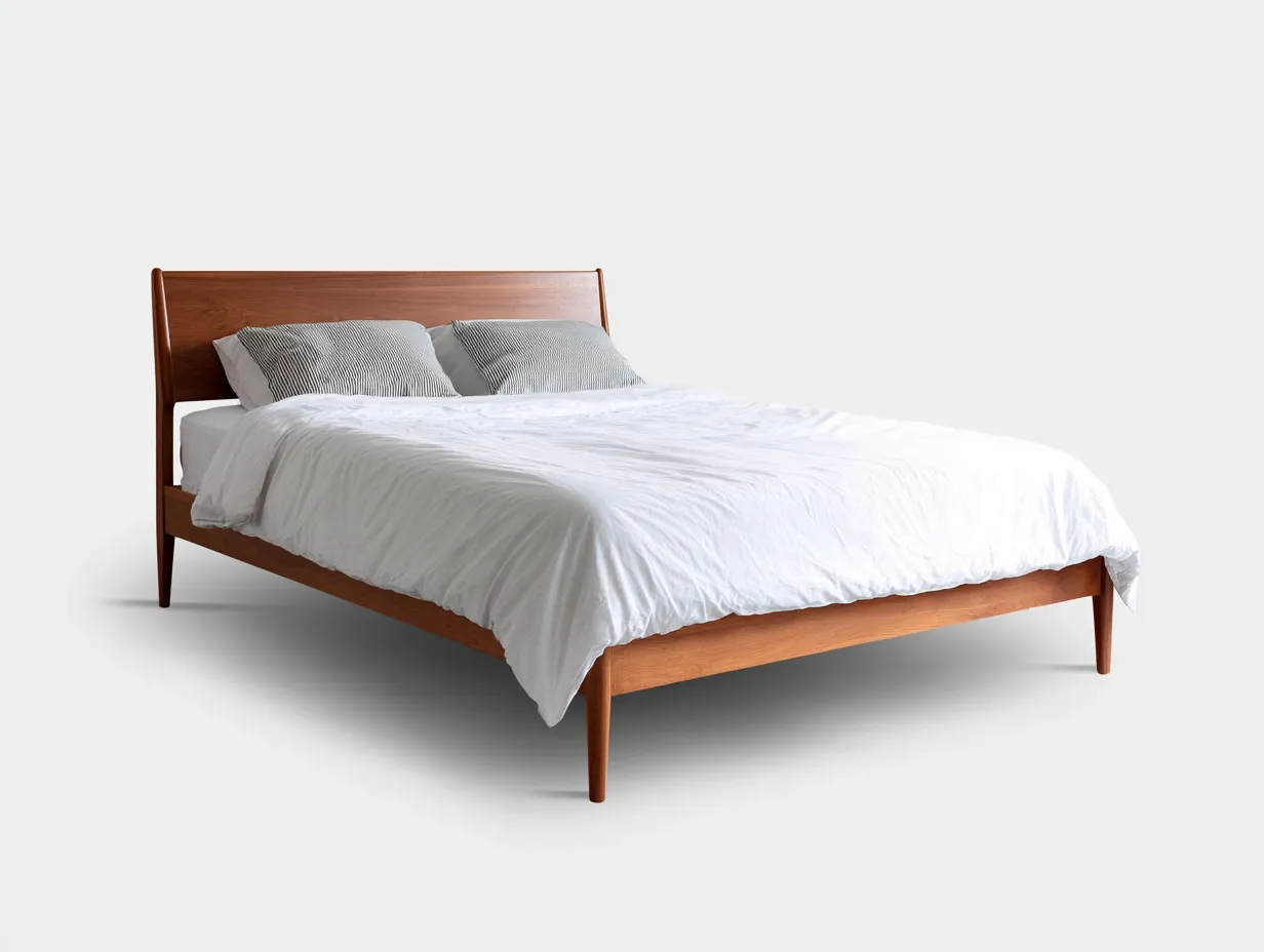 Doppelbett Holz 218x186x92 cm - walnussbraun - niedriger Rahmen für Schlafzimmer-Tazospace