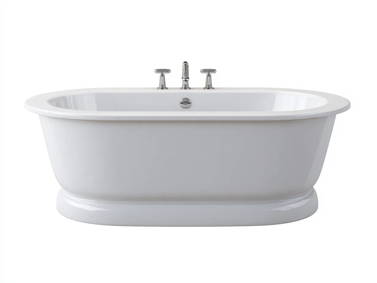 Badewanne freistehend 178x82x66 cm - Weiß - klassische ovale Form mit Sockel für Badezimmer-Tazospace