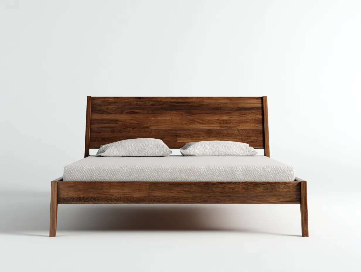 Doppelbett Holz 216x186x112 cm - dunkelbraun - hohes Kopfteil für Schlafzimmer-Tazospace