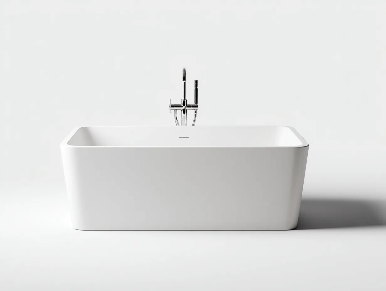 Badewanne freistehend 160x75x58 cm - Weiß - kompakte rechteckige Form für Badezimmer-Tazospace
