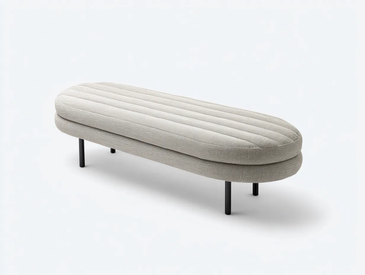 Bank Webstoff 152x46x46 cm - sandgrau - ovale Sitzbank mit linearer Steppung-Tazospace