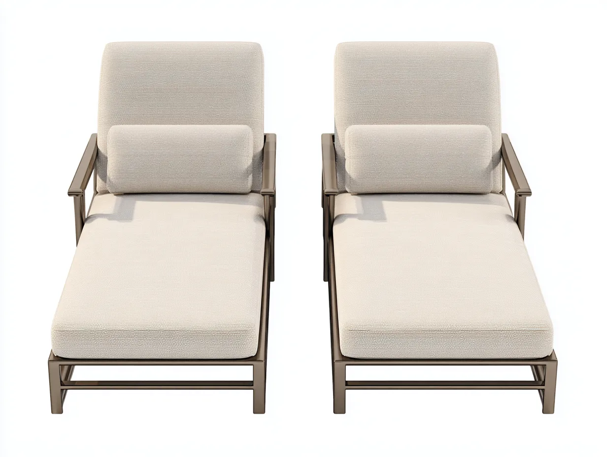 Liegestuhl 2er Set 198x68x82 cm - Beige Schwarz - verstellbar für Terrasse-Tazospace