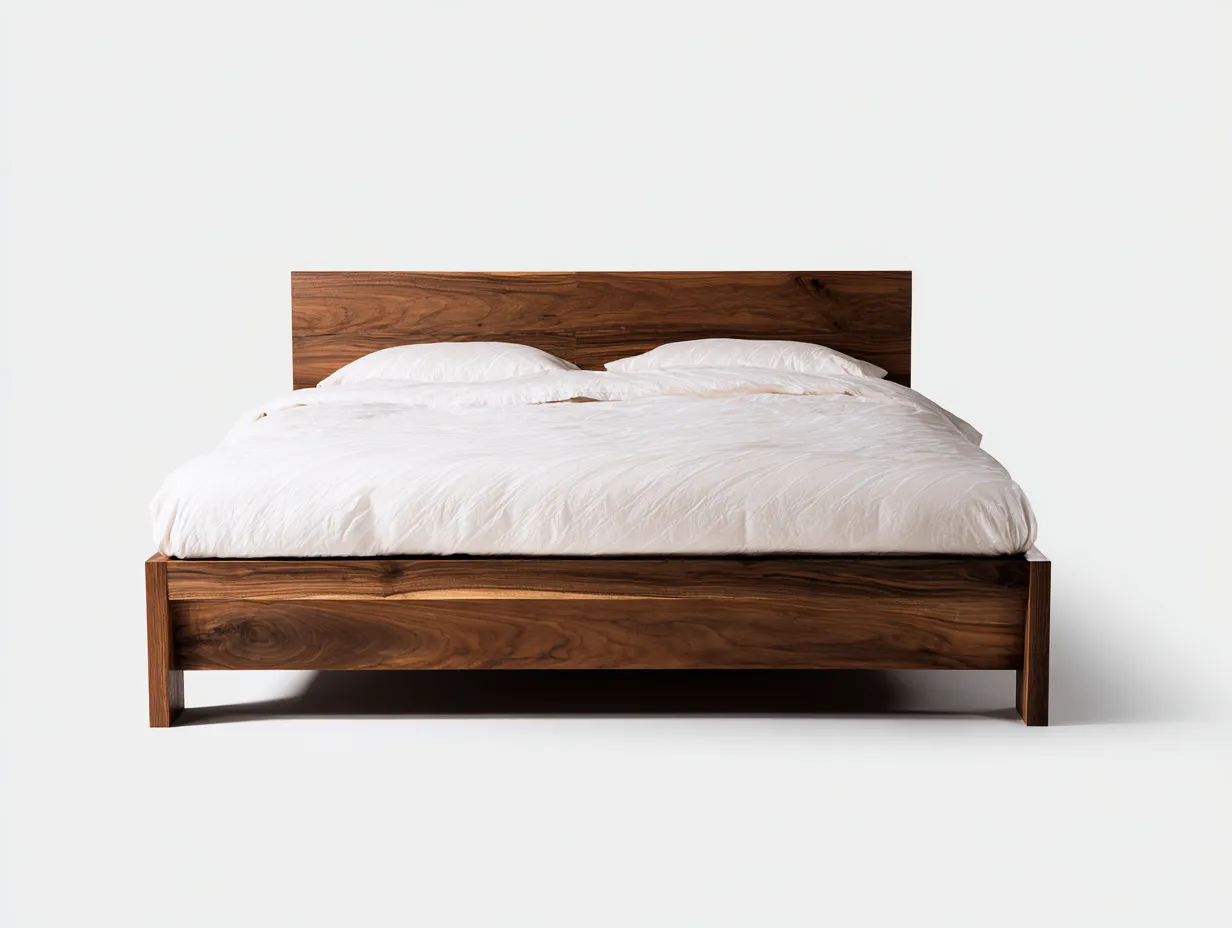 Doppelbett Holz 214x184x90 cm - walnussbraun - geradliniger Rahmen für Schlafzimmer-Tazospace