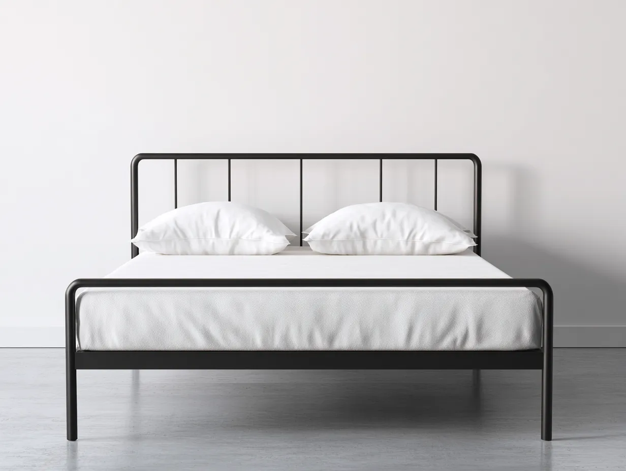 Doppelbett Metall 210x180x101 cm - schwarz - minimalistischer Rahmen für Schlafzimmer-Tazospace