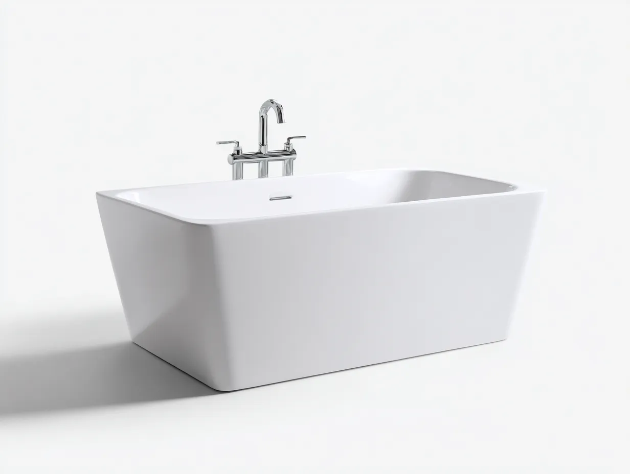 Badewanne freistehend 175x78x60 cm - Weiß - eckige Form mit weichen Kanten für Badezimmer-Tazospace