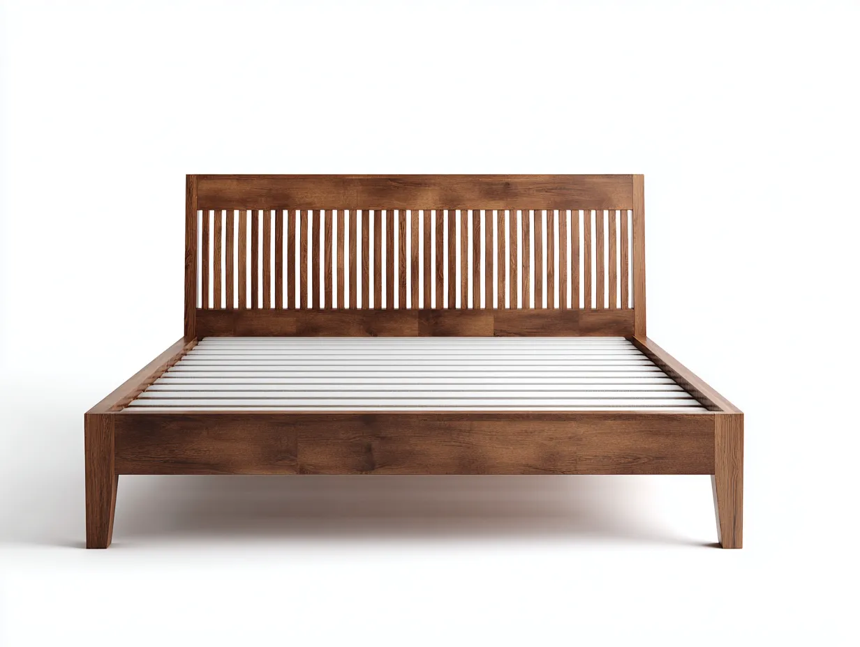 Doppelbett Holz 216x186x104 cm - braun - offenes Strebenkopfteil für Schlafzimmer-Tazospace