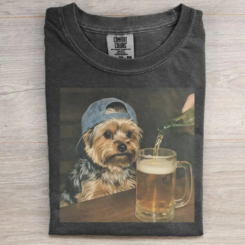 Funny Dog Drinking Beer T-Shirt — Choose Yours!