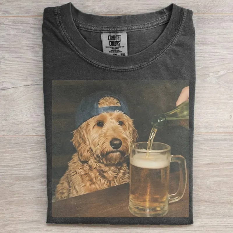 Funny Dog Drinking Beer T-Shirt — Choose Yours!