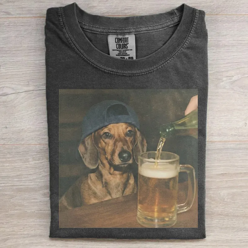 Funny Dog Drinking Beer T-Shirt — Choose Yours!