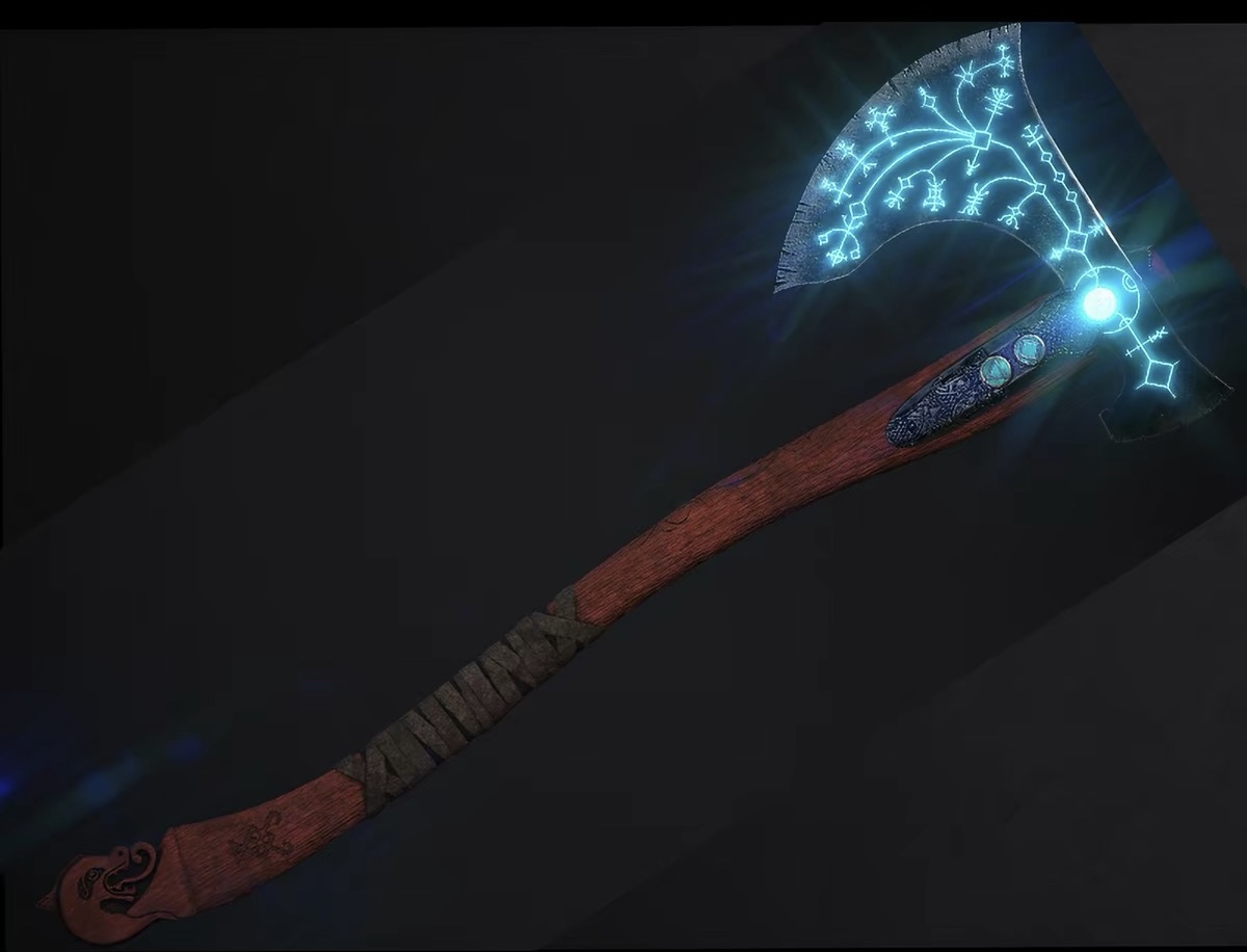 Custom 1:1 Full Metal Leviathan Axe Replica from God of War Ragnarök, Steel Cast Kratos Weapon, Blunt Unsharpened Collectible Prop

