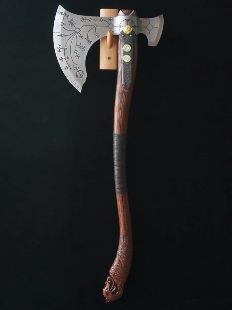 Custom 1:1 Full Metal Leviathan Axe Replica from God of War Ragnarök, Steel Cast Kratos Weapon, Blunt Unsharpened Collectible Prop
