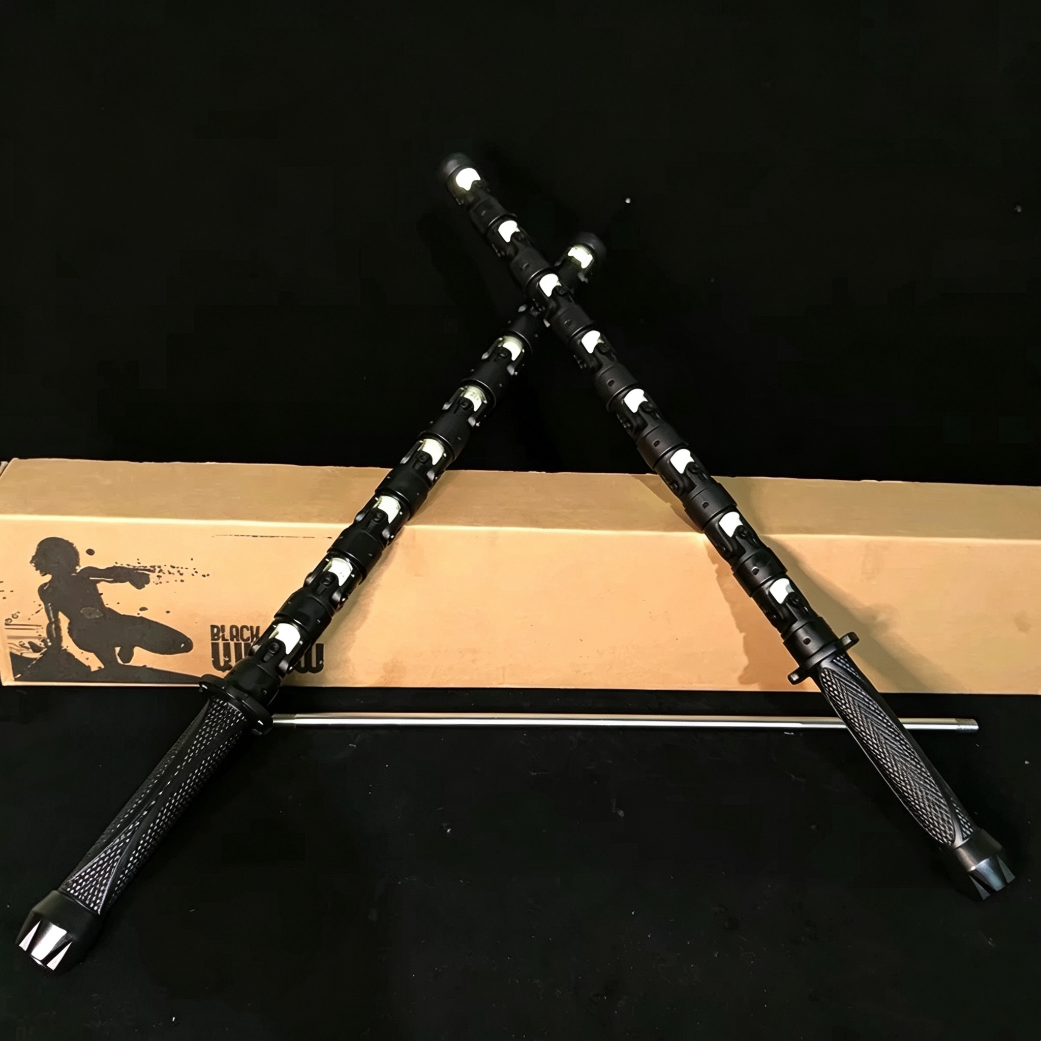 Custom All-Metal Black Widow Natasha Twin Batons Weapon Model, HCMY Marvel Avengers Replica, Scarlett Johansson Gear