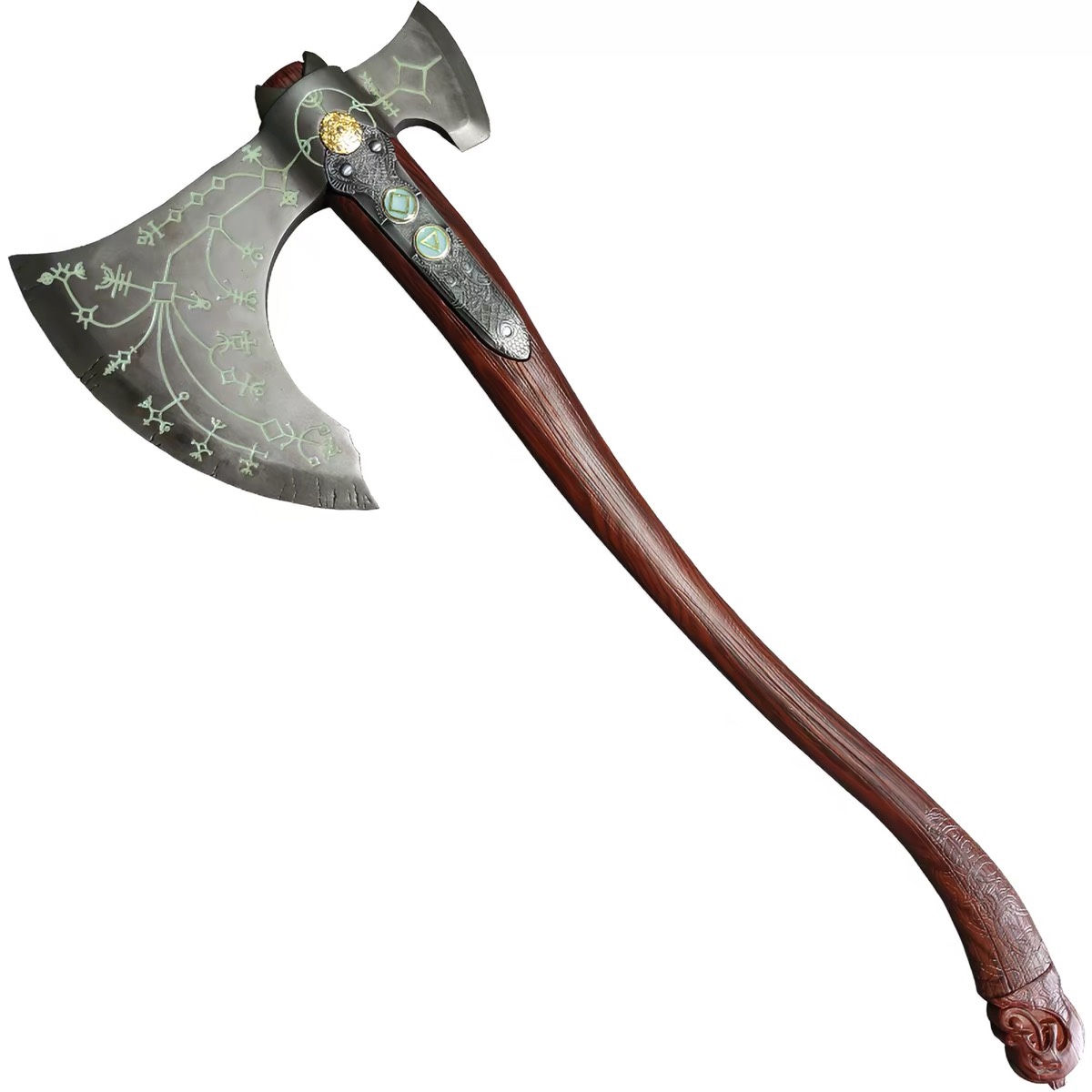 Custom 1:1 Full Metal Leviathan Axe Replica from God of War Ragnarök, Steel Cast Kratos Weapon, Blunt Unsharpened Collectible Prop
