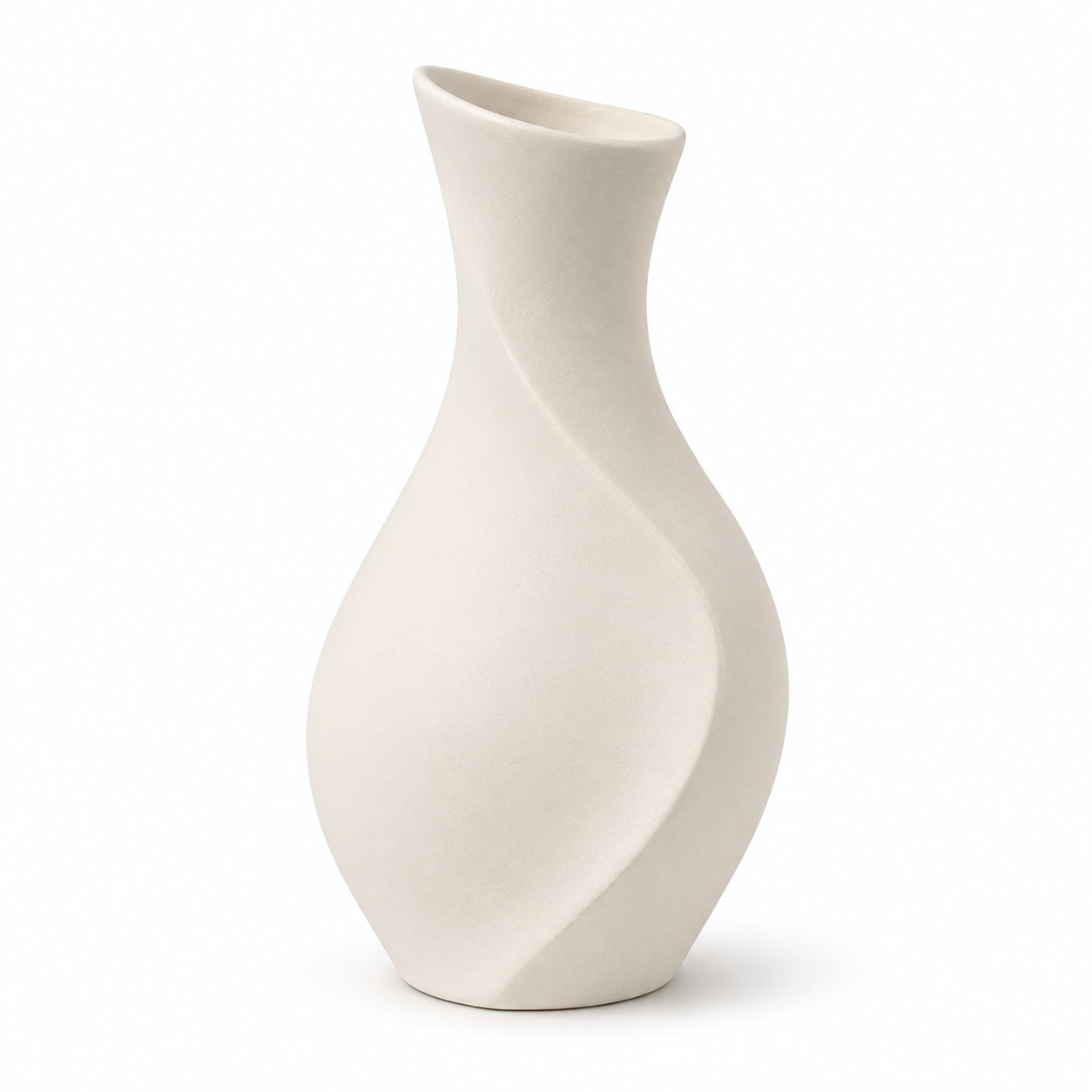 Skulpturale Keramikvase in Cremeweiß 28 cm mit matter Oberfläche