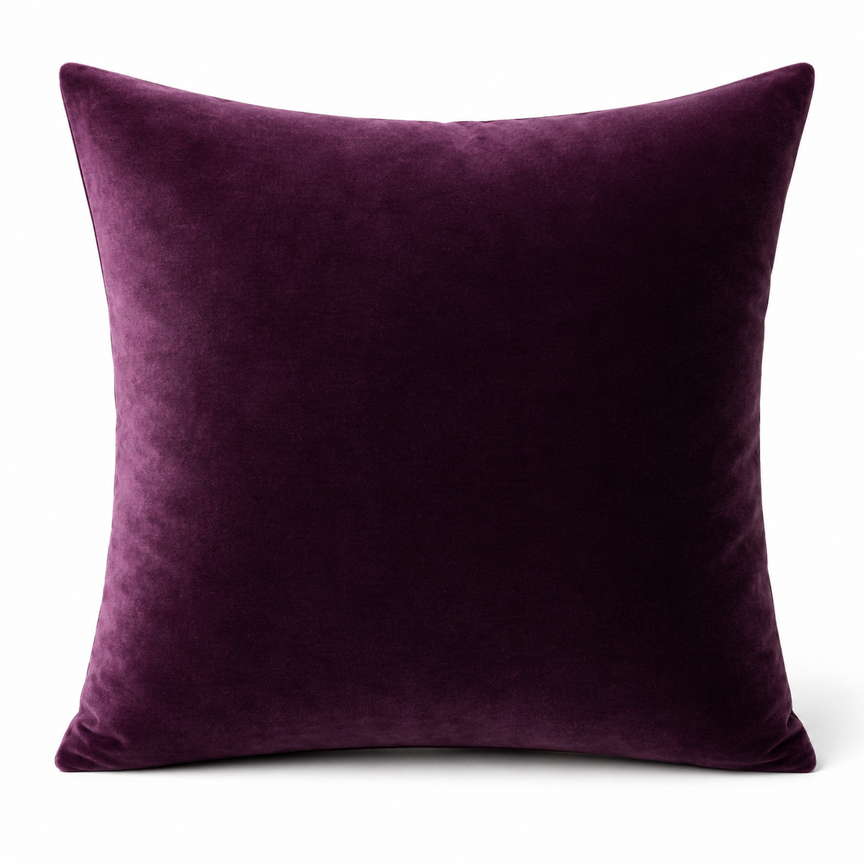 Samt Kissen in Aubergine 50x50 cm mit verdecktem Reißverschluss