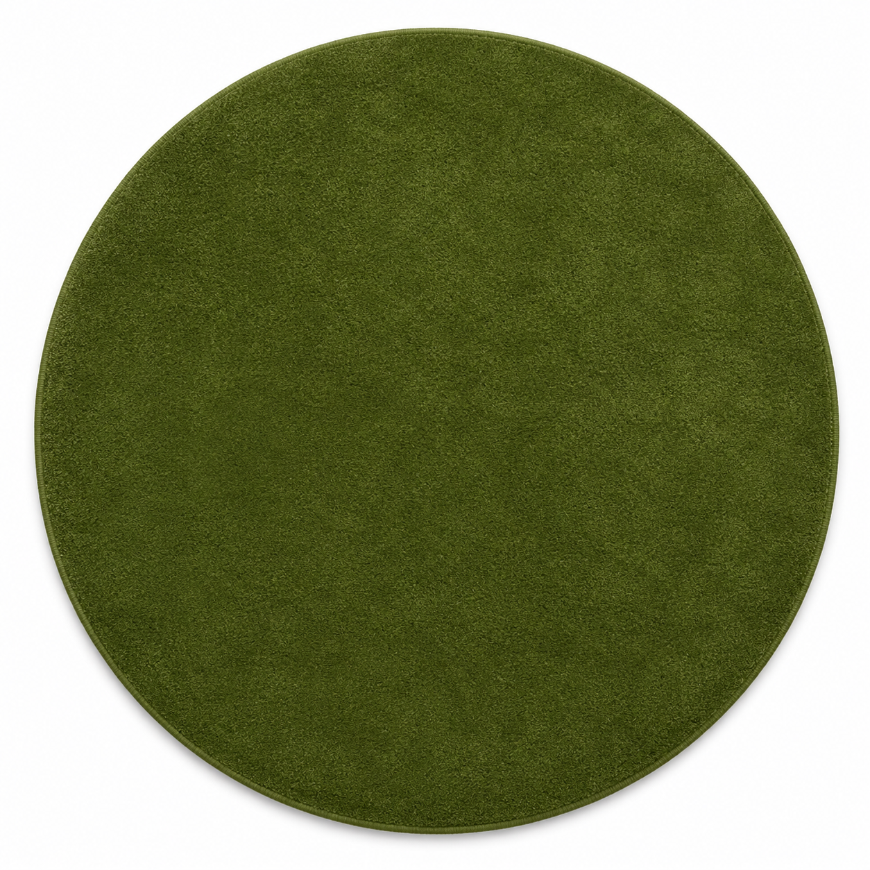 Runder Kurzflor Teppich in Moosgrün 160 cm