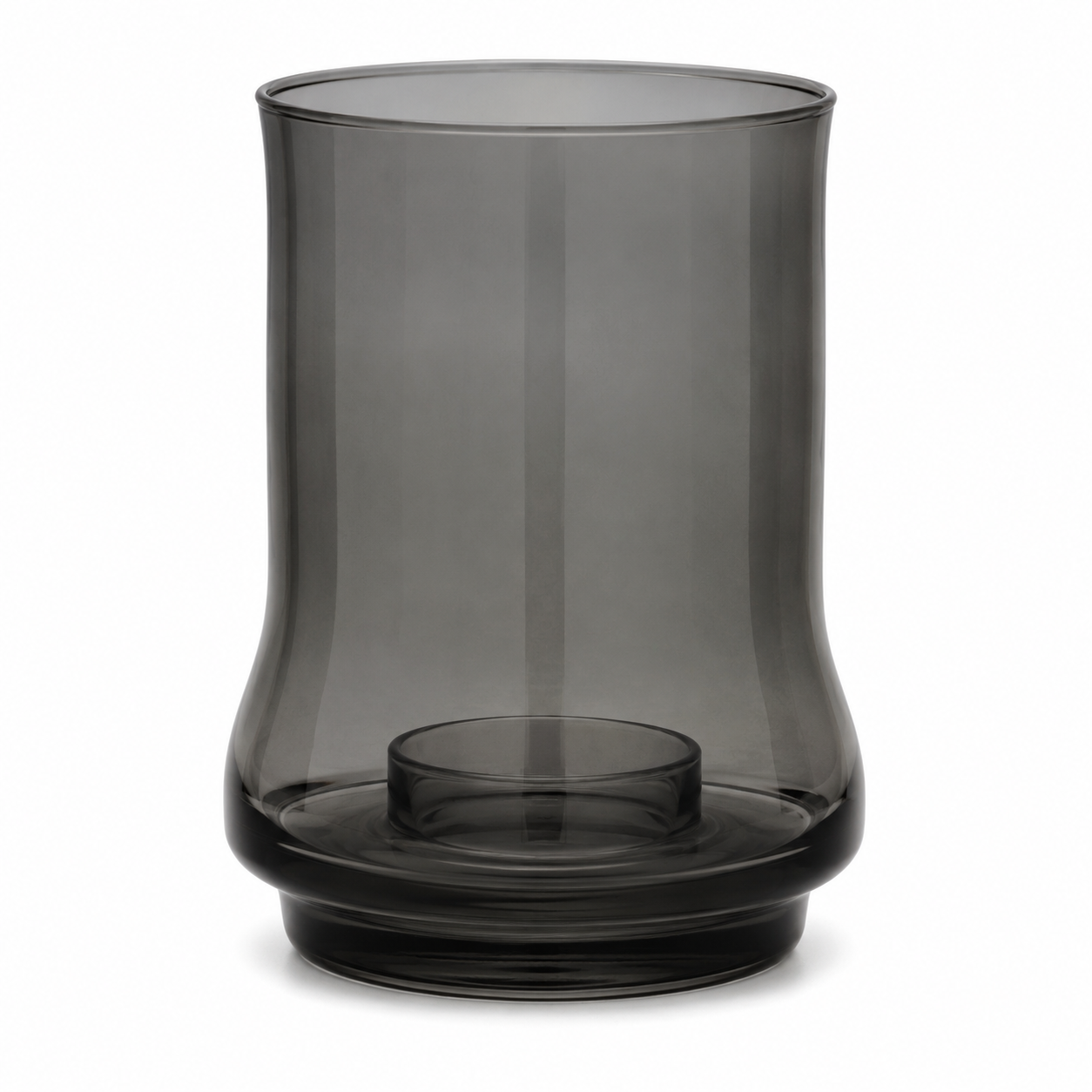 Windlicht aus Glas in Rauchgrau 25 cm für Innenbereiche