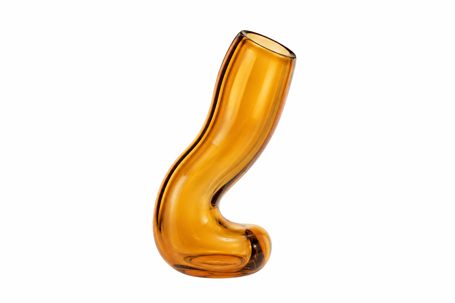Glasobjekt in Bernstein 20 cm mit geschwungener Form