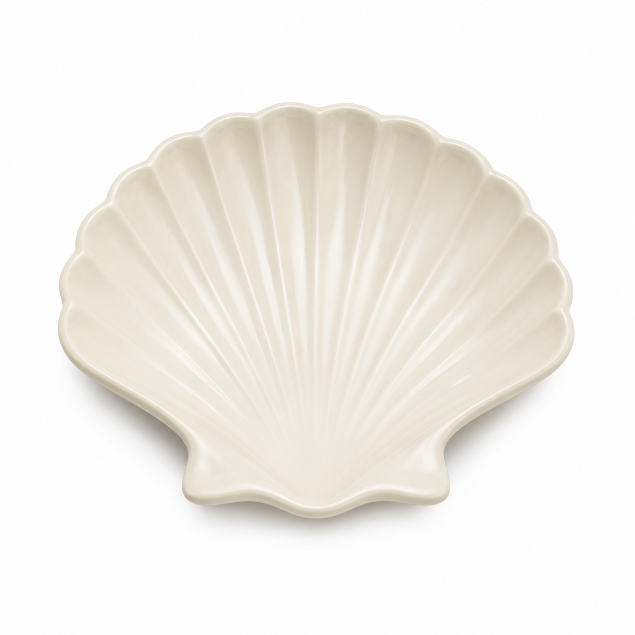 Schmuckschale aus Keramik in Muschelform Creme 22 cm-AuristonHome