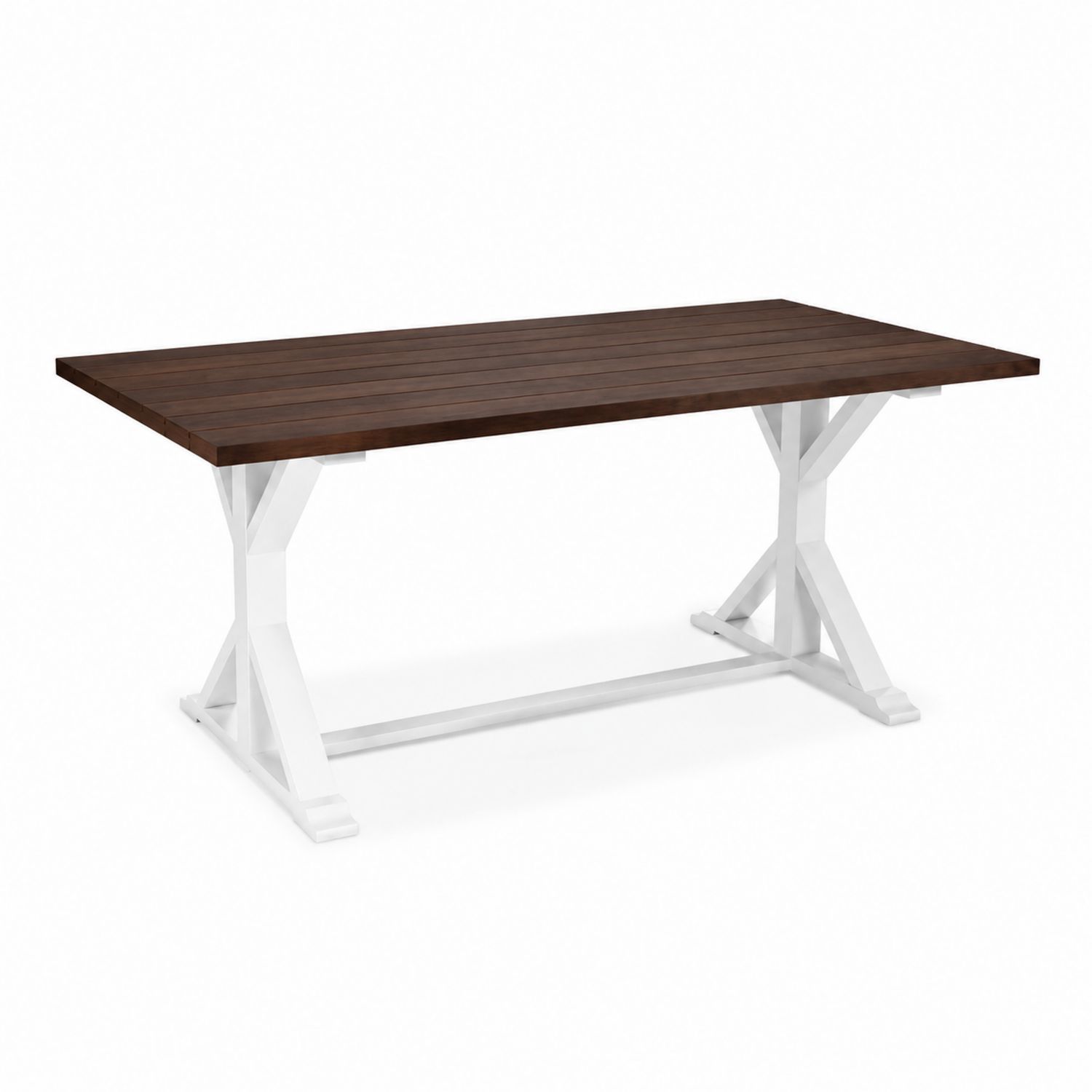 Rechteckiger Holz-Metalltisch 180x90 cm Braun/Weiß