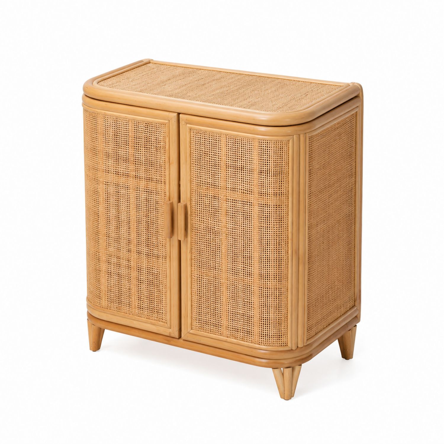 Rattan-Schrank mit zwei Türen, Natur, 80 x 70 x 40 cm