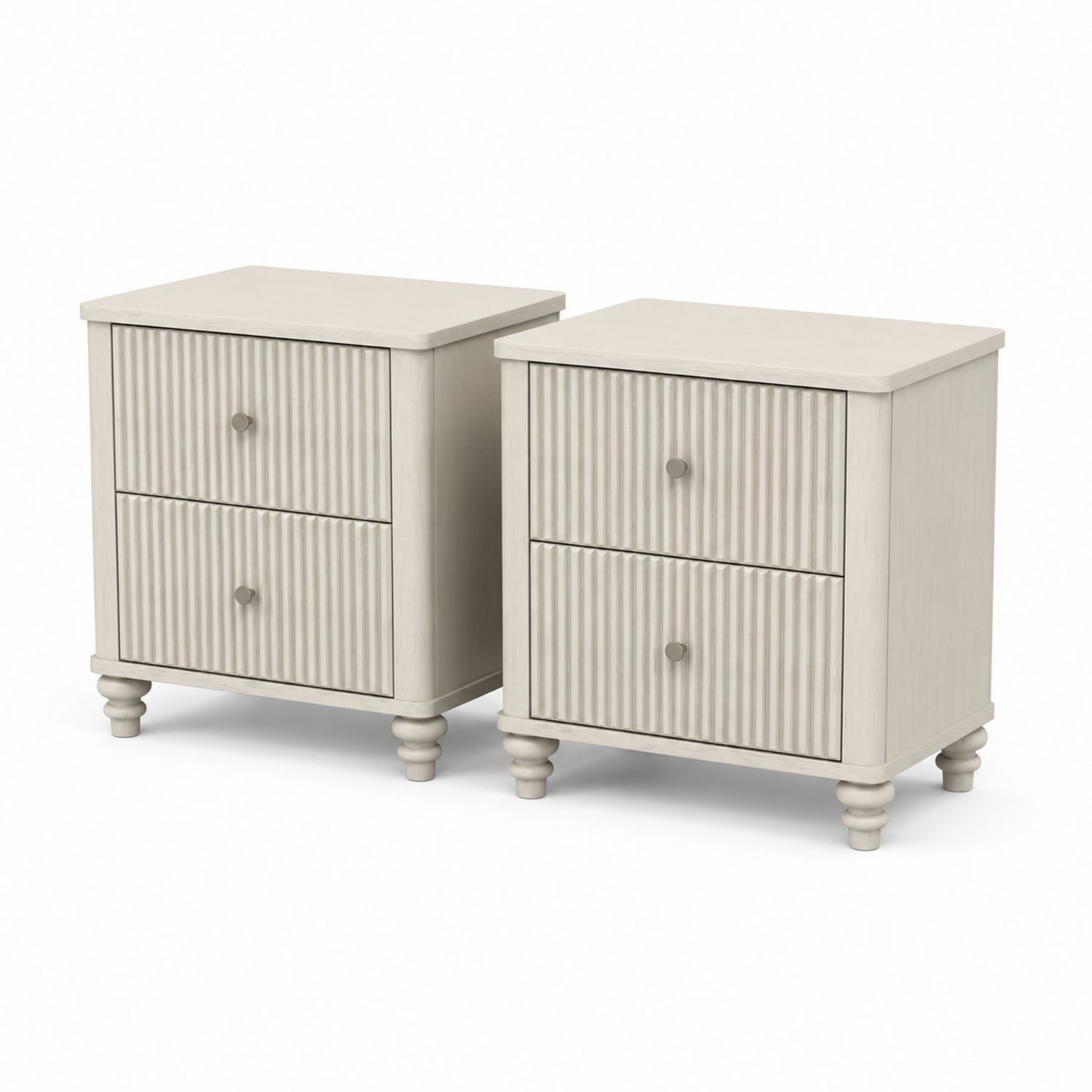 2-teiliges Nachttisch-Set aus Holz mit Schubladen, Beige