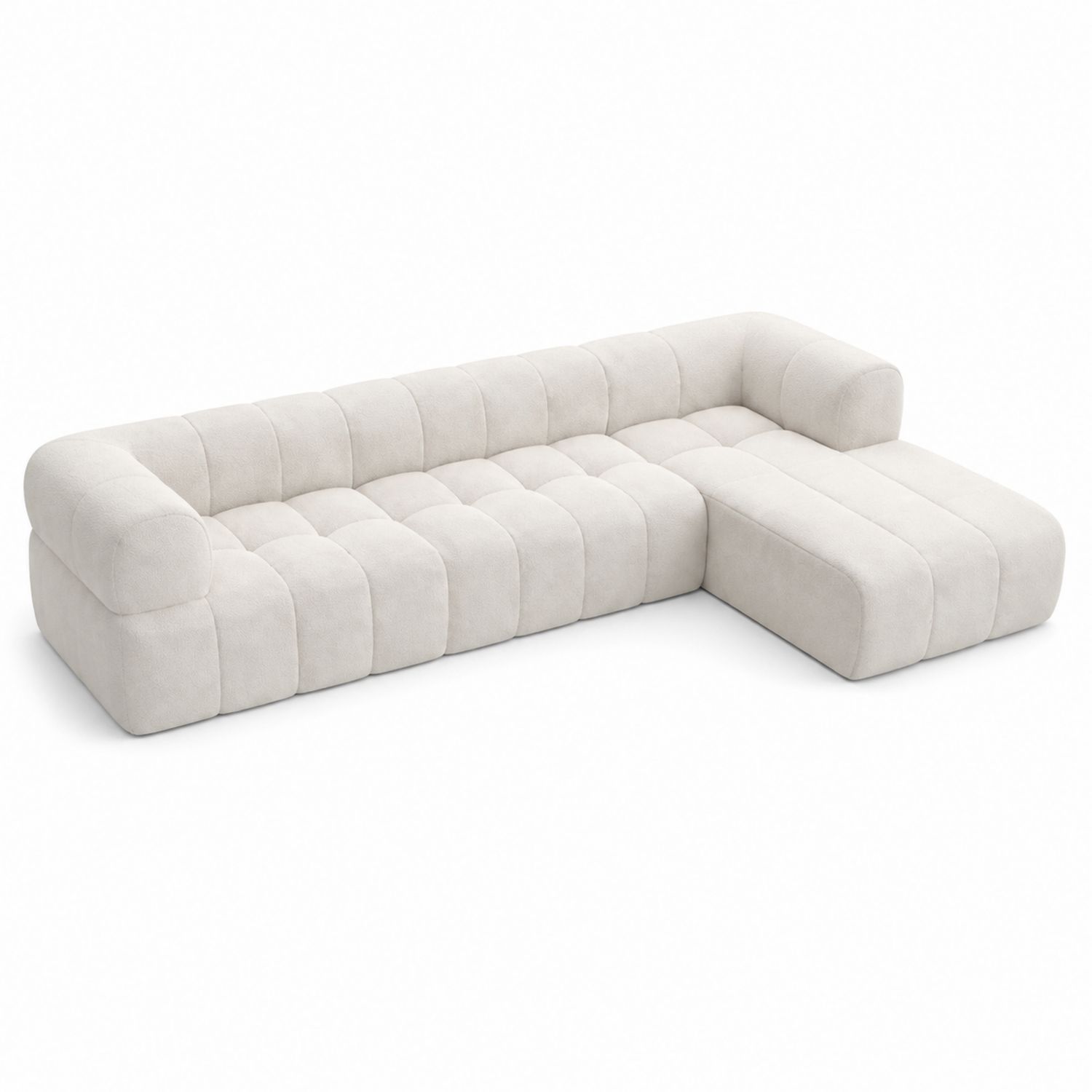 Ecksofa L-Form Stoff Polyester Beige 290x170 cm