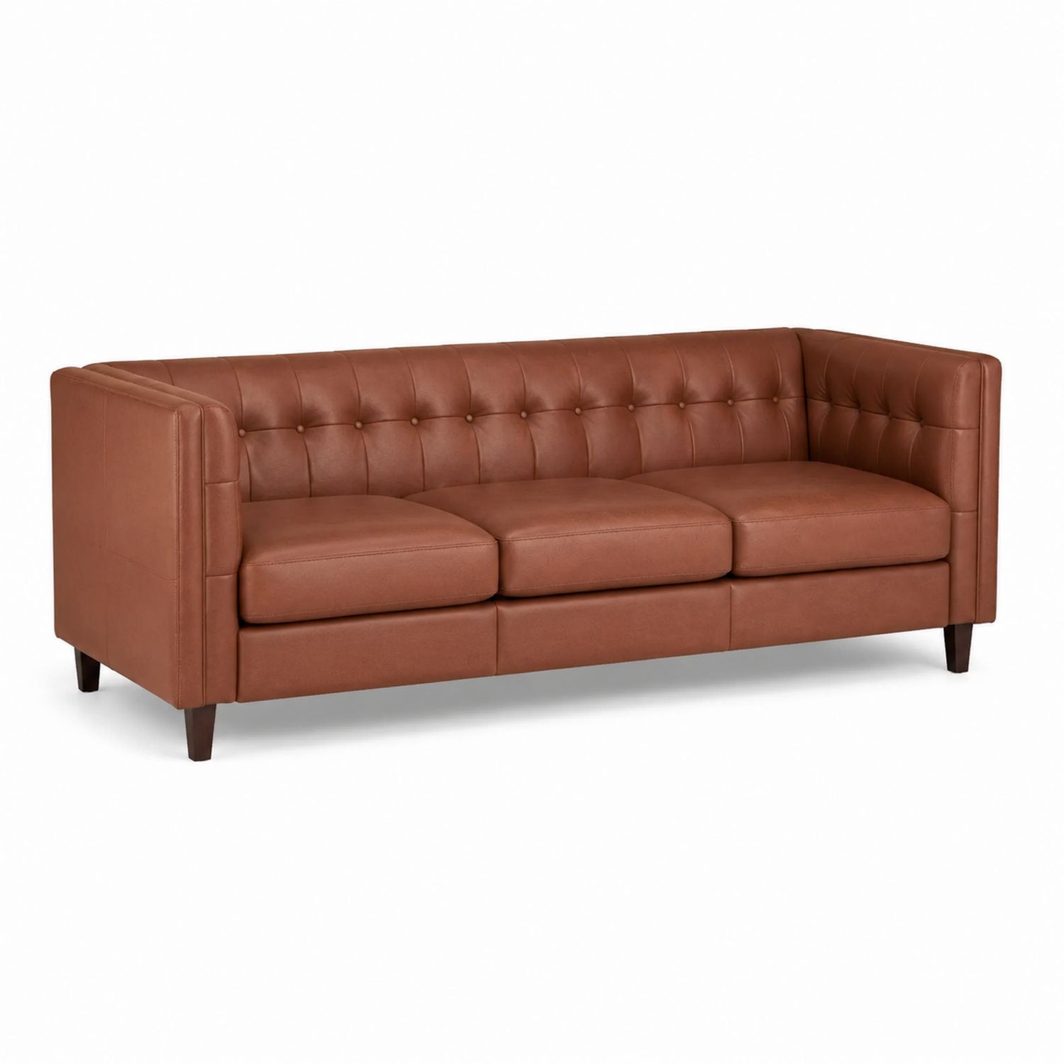 3-Sitzer Chesterfield Sofa Kunstleder Braun
