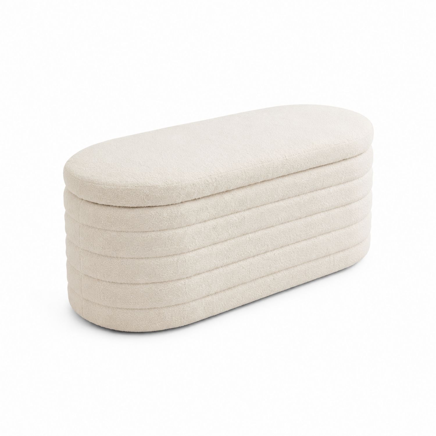 Sitzbank oval 120x45x45 cm Mikrofaser Creme