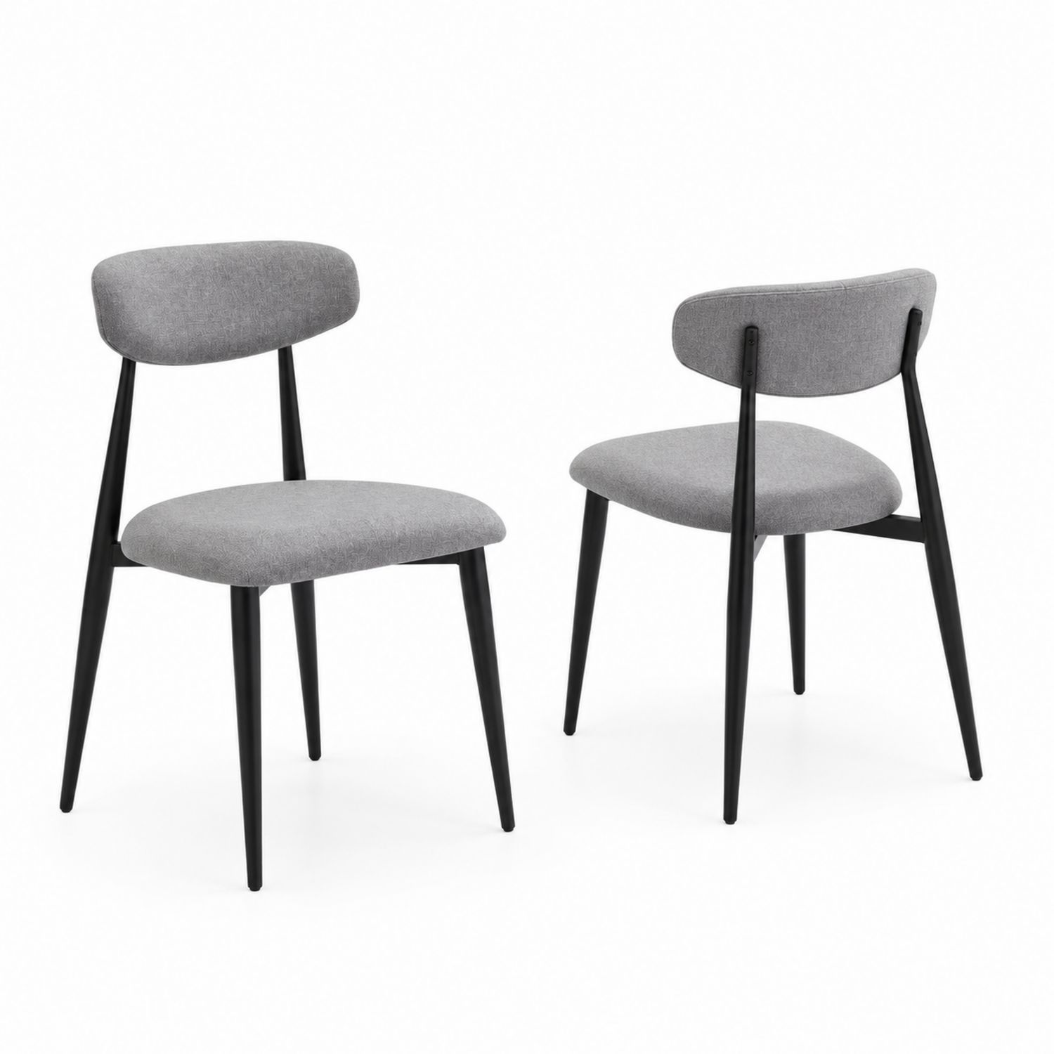 2er Set Esszimmerstühle Stoff Metall Grau Schwarz