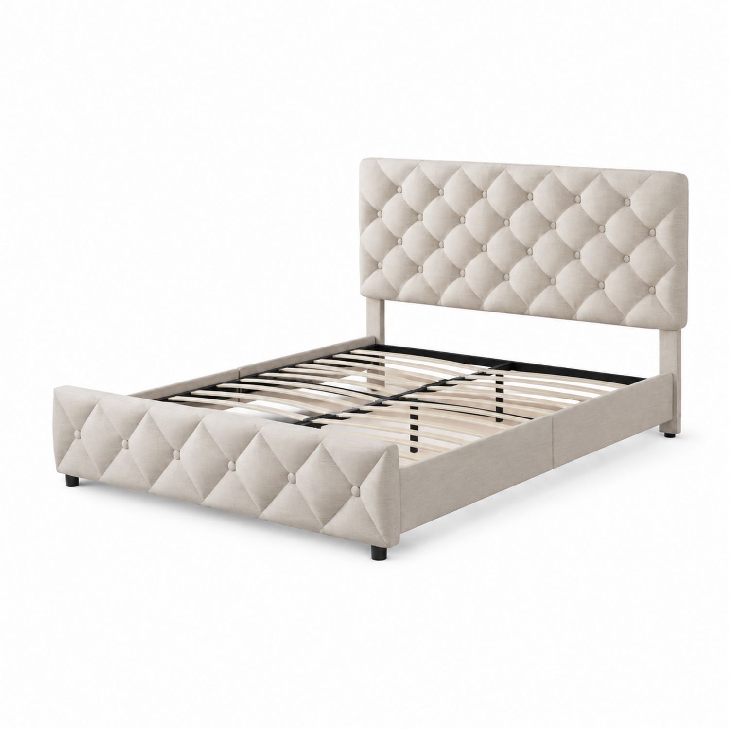 Polsterbett mit Kopfteil 200x160 cm Beige