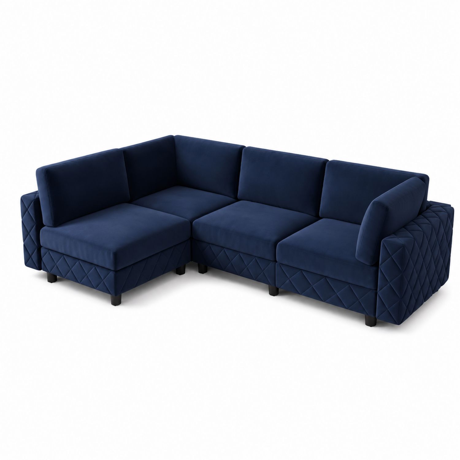 Modulares Ecksofa Samt Dunkelblau 300x200x85 cm