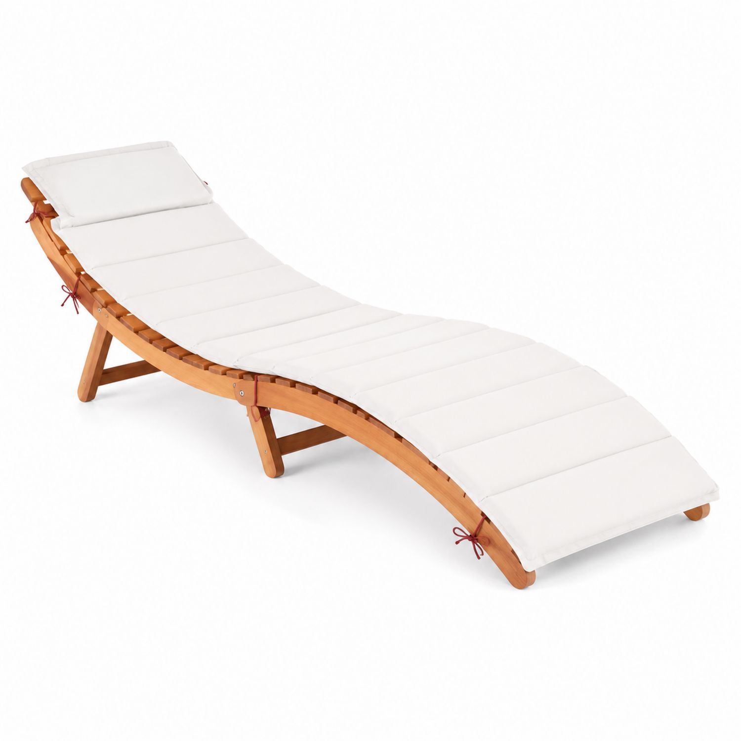 Holz Sonnenliege mit Kissen Akazienholz Creme 200 cm