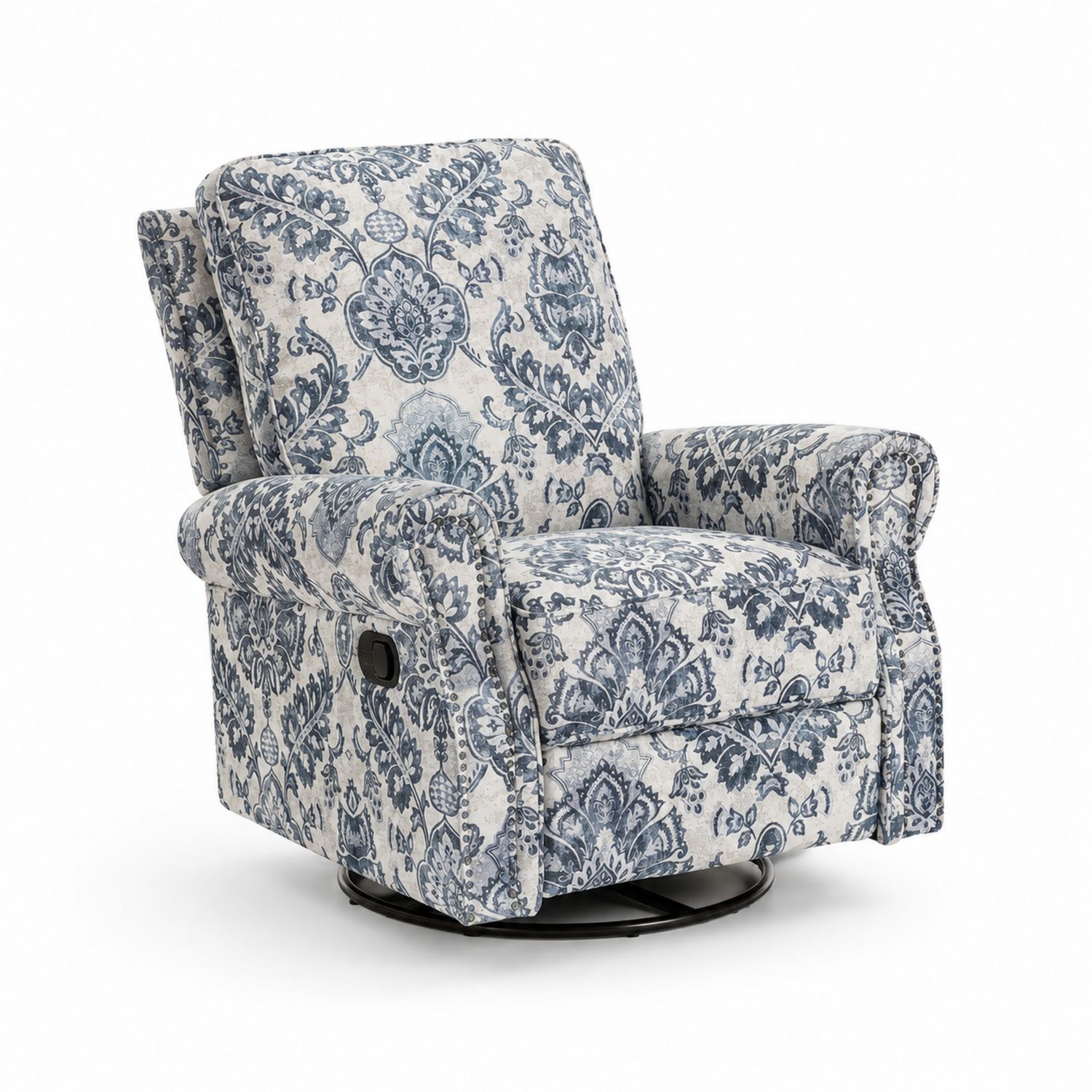 Drehbarer Relaxsessel Stoff Blau Florales Muster