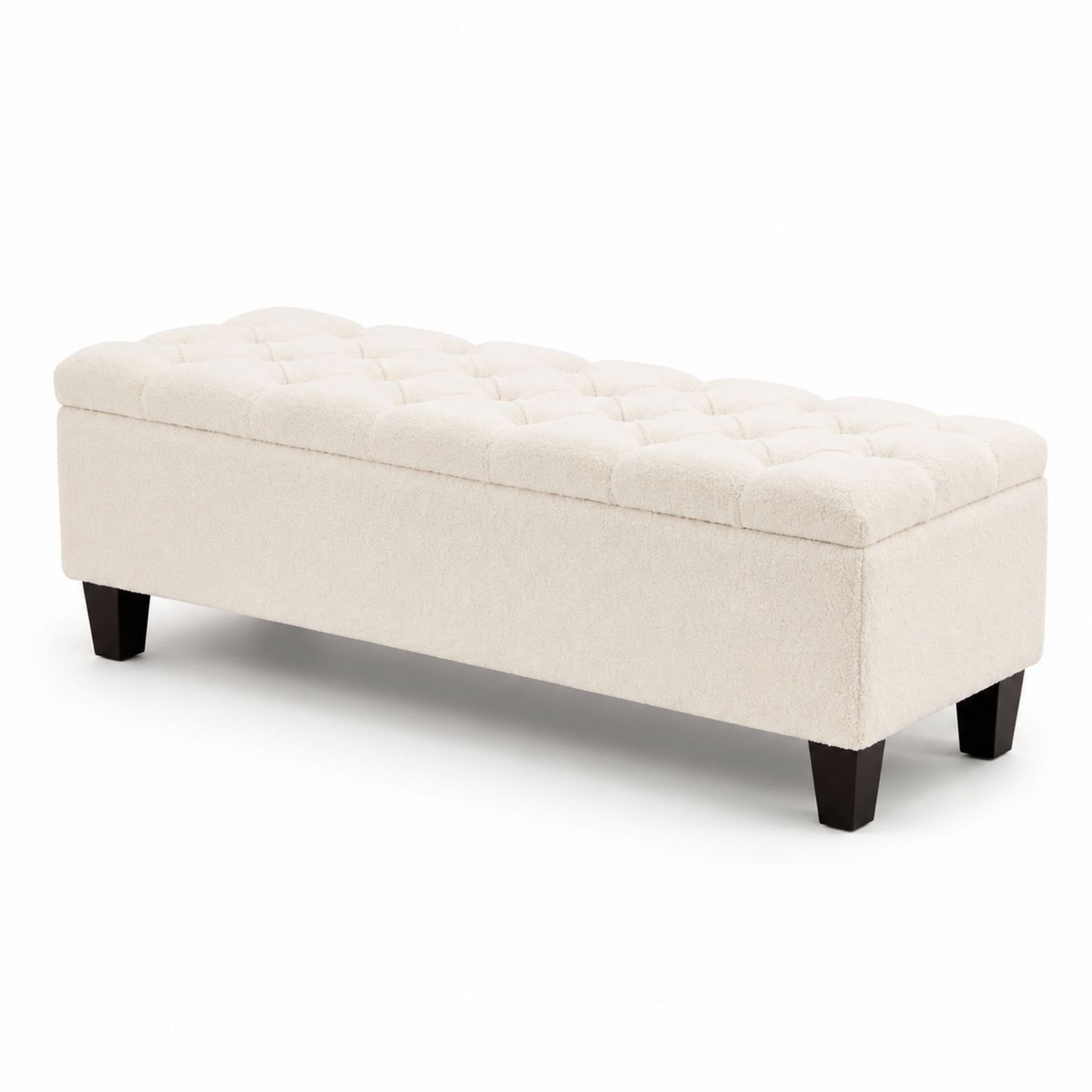 Polsterbank mit Holzbeinen Beige 120cm