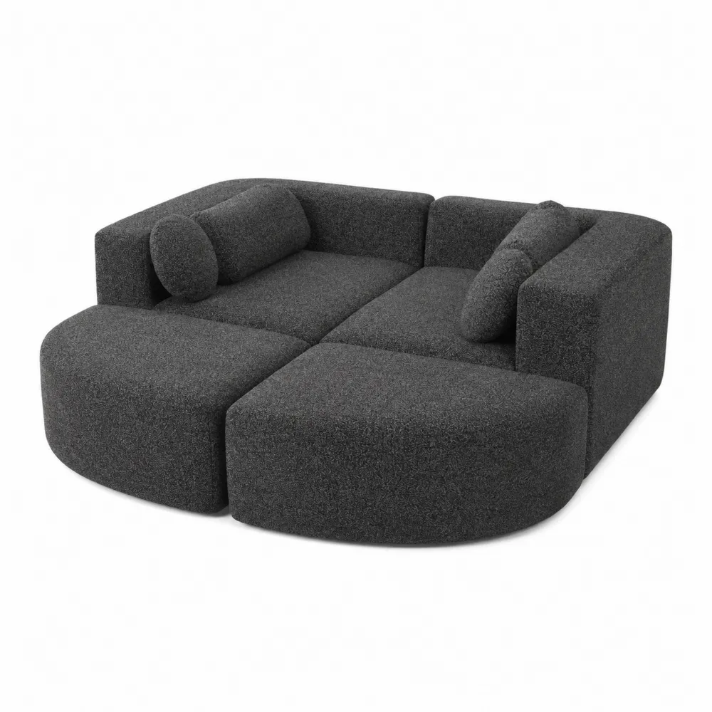 Modułowa sofa z ciemnoszarej tkaniny, zestaw 4-częściowy