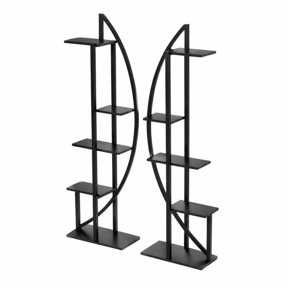 Zestaw 2 czarnych metalowych regałów 180x60x30 cm