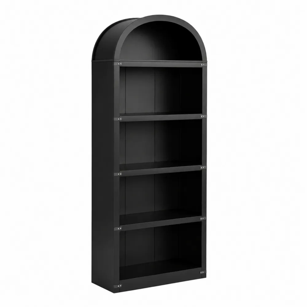 Regał metalowy czarny z 5 półkami i półokrągłym szczytem