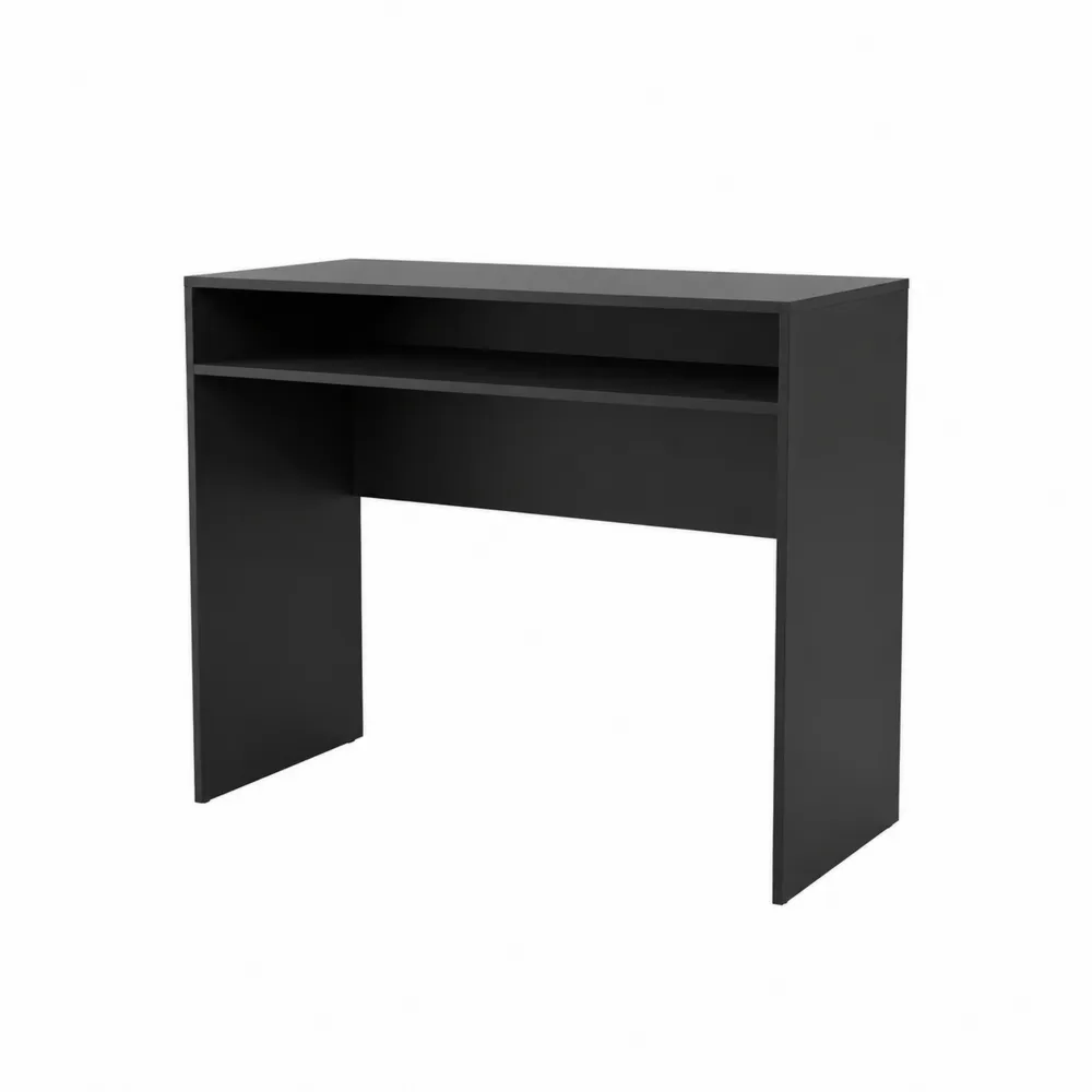 Biurko czarne MDF z półką 100x50x75 cm