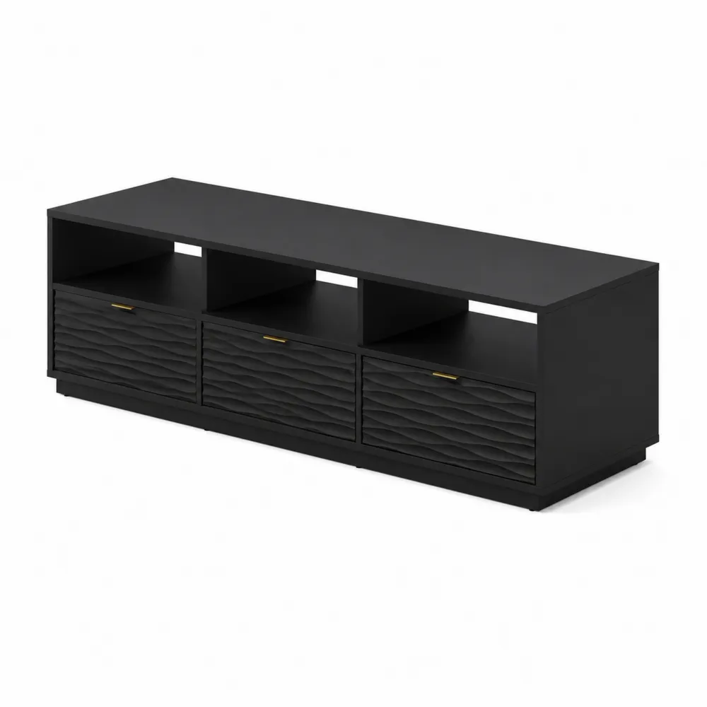 Szafka RTV z Płyty MDF z Metalu 150x40x50 cm, Czarny