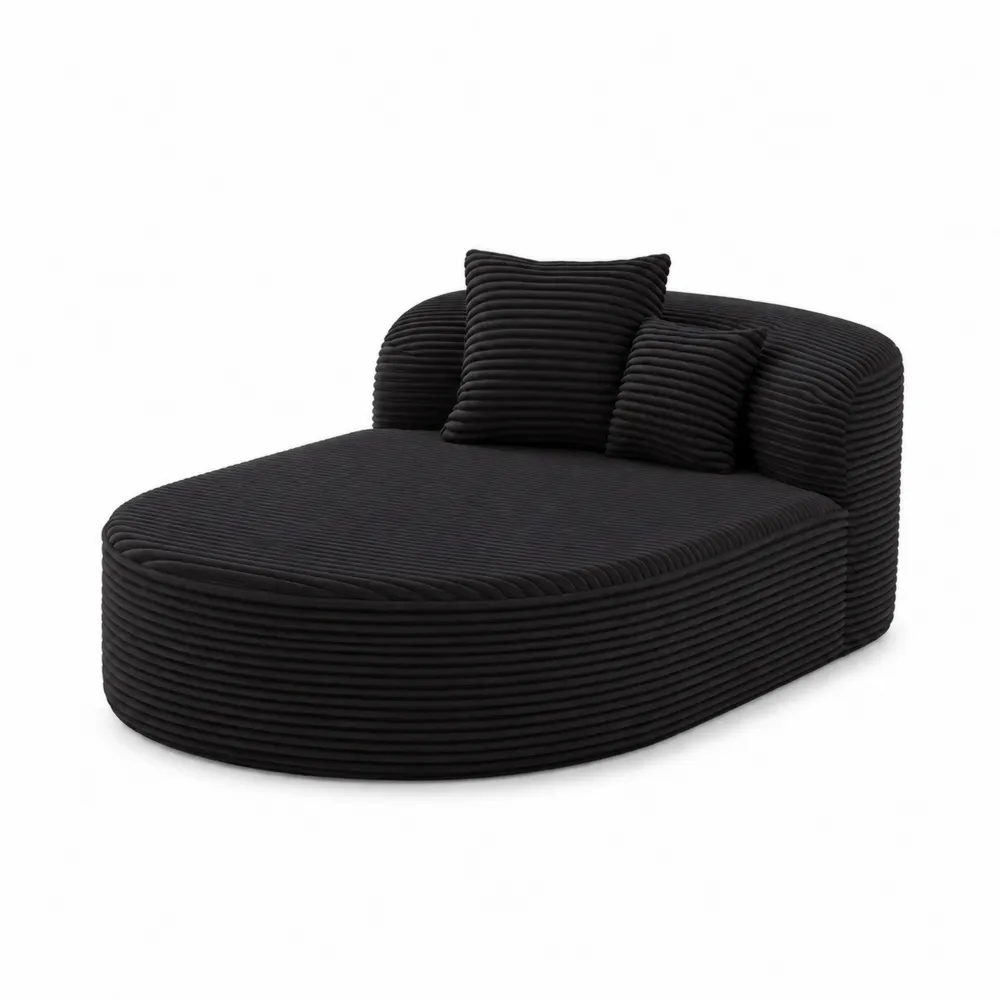 Czarna owalna sofa z tkaniny sztruksowej