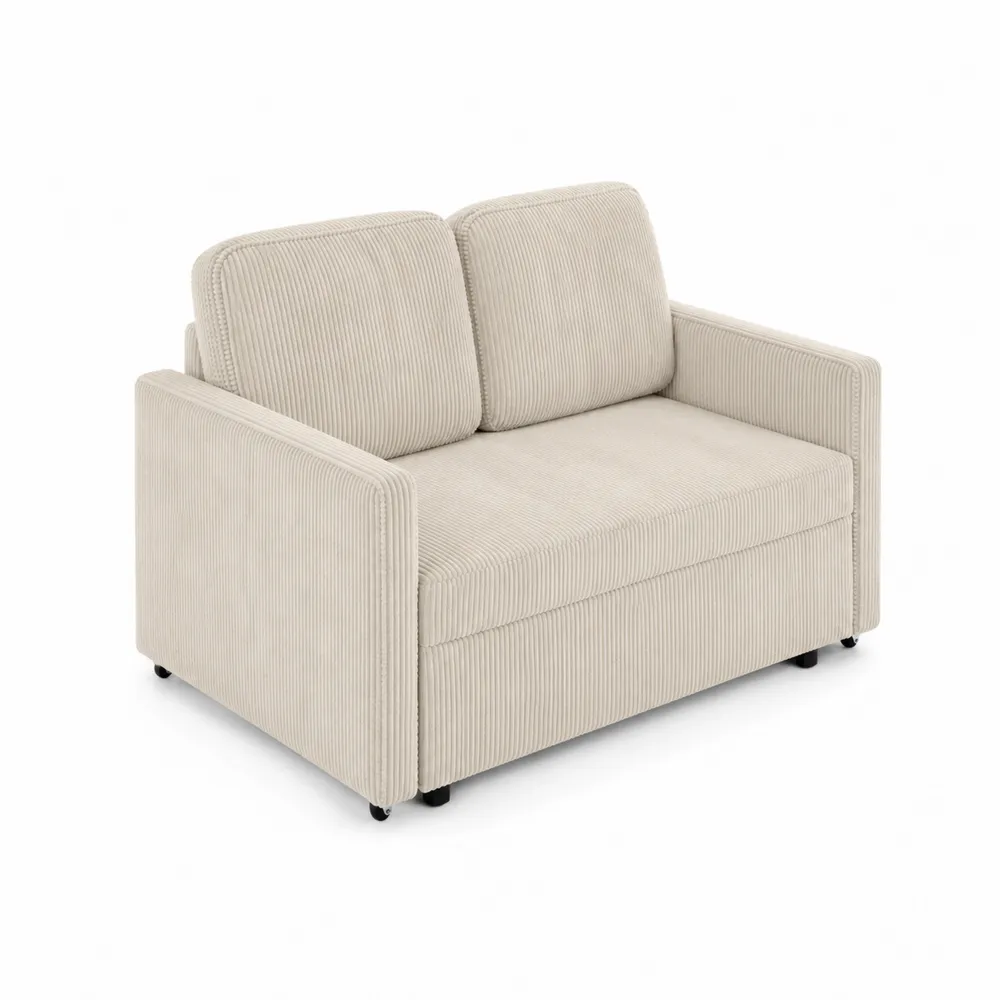 Sofa Dwuosobowa Sztruksowa Beżowa