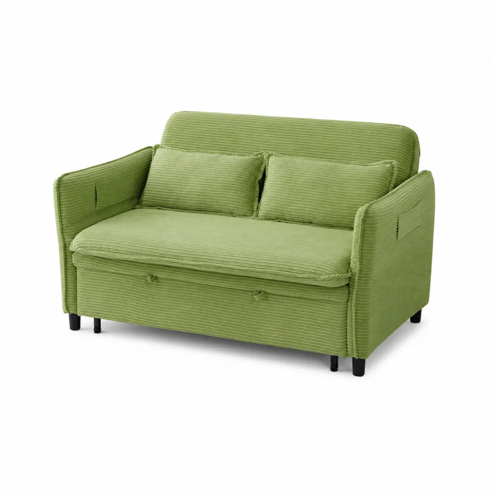 Dwuosobowa sofa sztruksowa, zielona, 170 cm