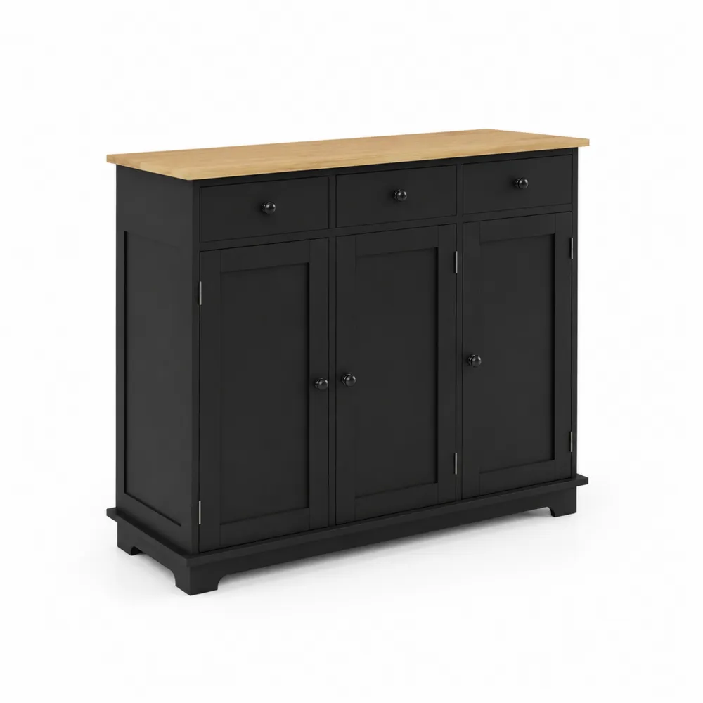 Bufet z drewna sosnowego i MDF Czarny 120x40x85 cm